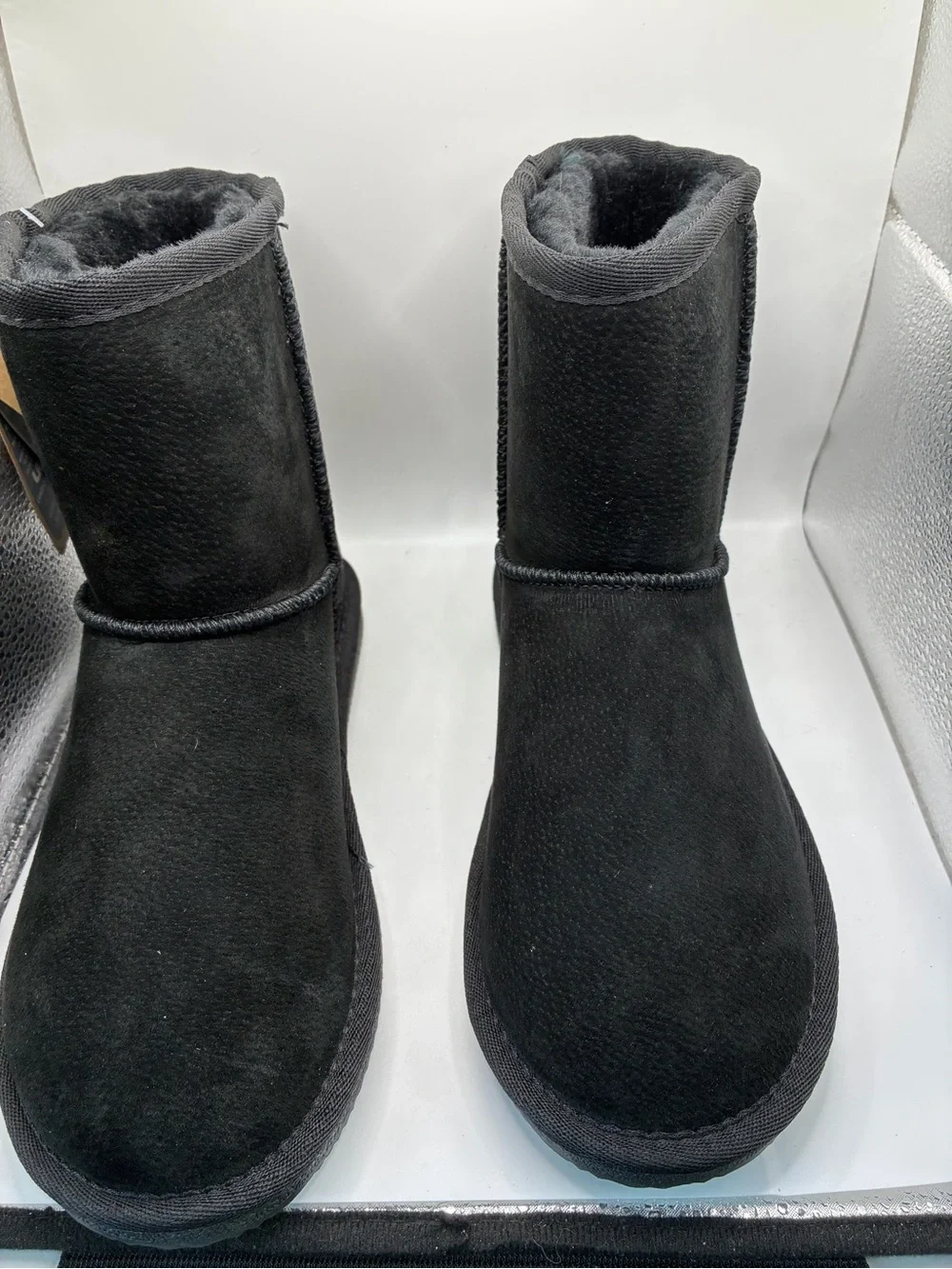 Lamo Classic 6” Boot Black Suede Faux Fur Lined Winter Boots Womens Size 7 NWT